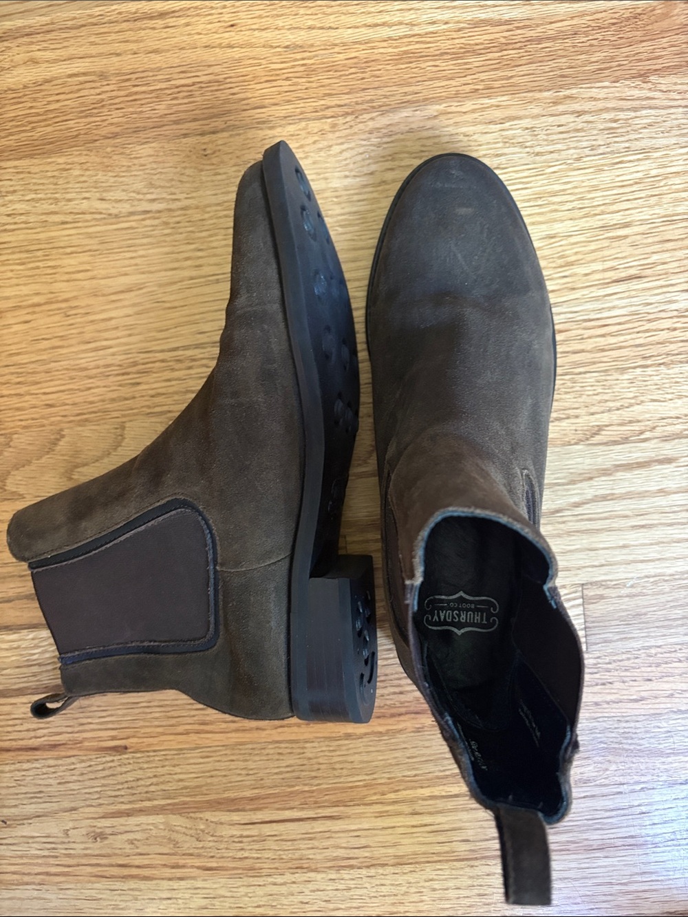 Thursday Boots 9.5 Duchess dark olive suede Chelsea Boots